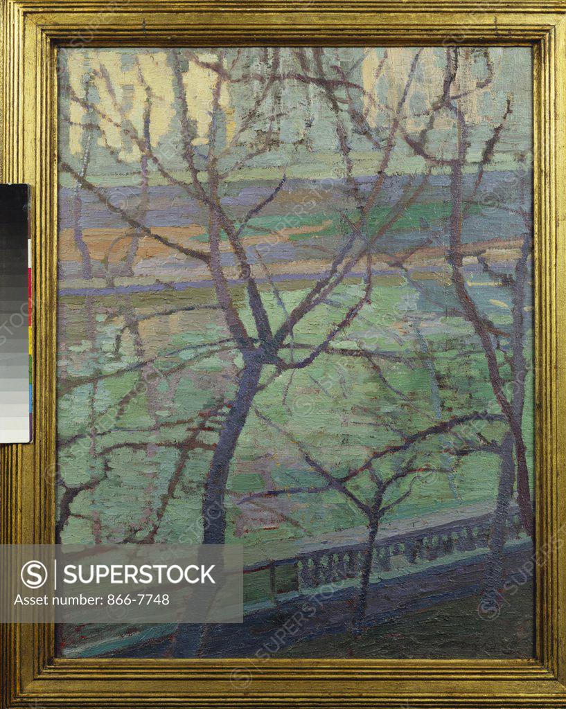 Stock Photo: 866-7748 Winter Chiswick. Dorothy A. Cadman (Fl. 1914-1927). Oil on canvas, 20 1/2 x 16 1/2in.
