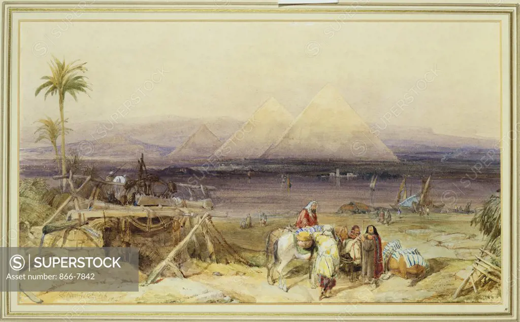 On the Nile, Egypt. William Clarkson Stanfield, R.A. (1793-1867). Dated 1846, Pencil and watercolour heightened with white, 222 x 368mm.