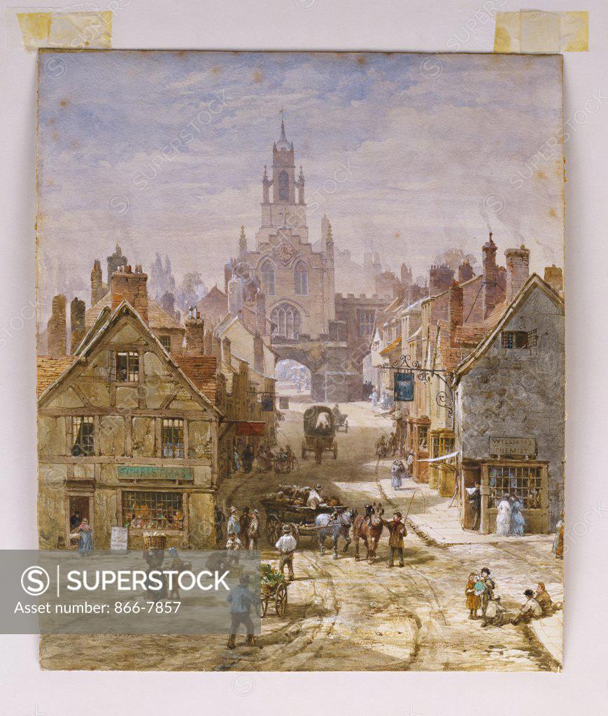 Stock Photo: 866-7857 The East Gate, Warwick. Louise Rayner (1832-1924). Pencil and watercolour heightened with bodycolour, 15 x 12 3/4in.