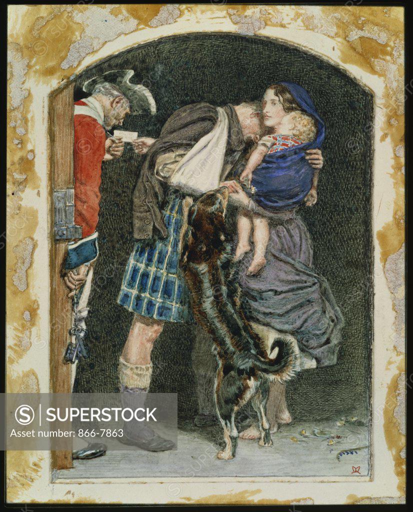 Stock Photo: 866-7863 The Order of Release. Sir John Everett Millais, B.T., P.R.A., (1829-1896). Watercolour, 5 1/2 x 3 7/8in.