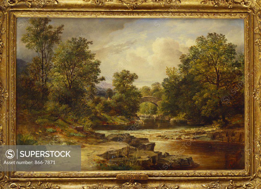 Stock Photo: 866-7871 Langdale Pikes, Westmorland. George Vicat Cole (1833-1893). Oil on board, 31.7 x 45.7cm.