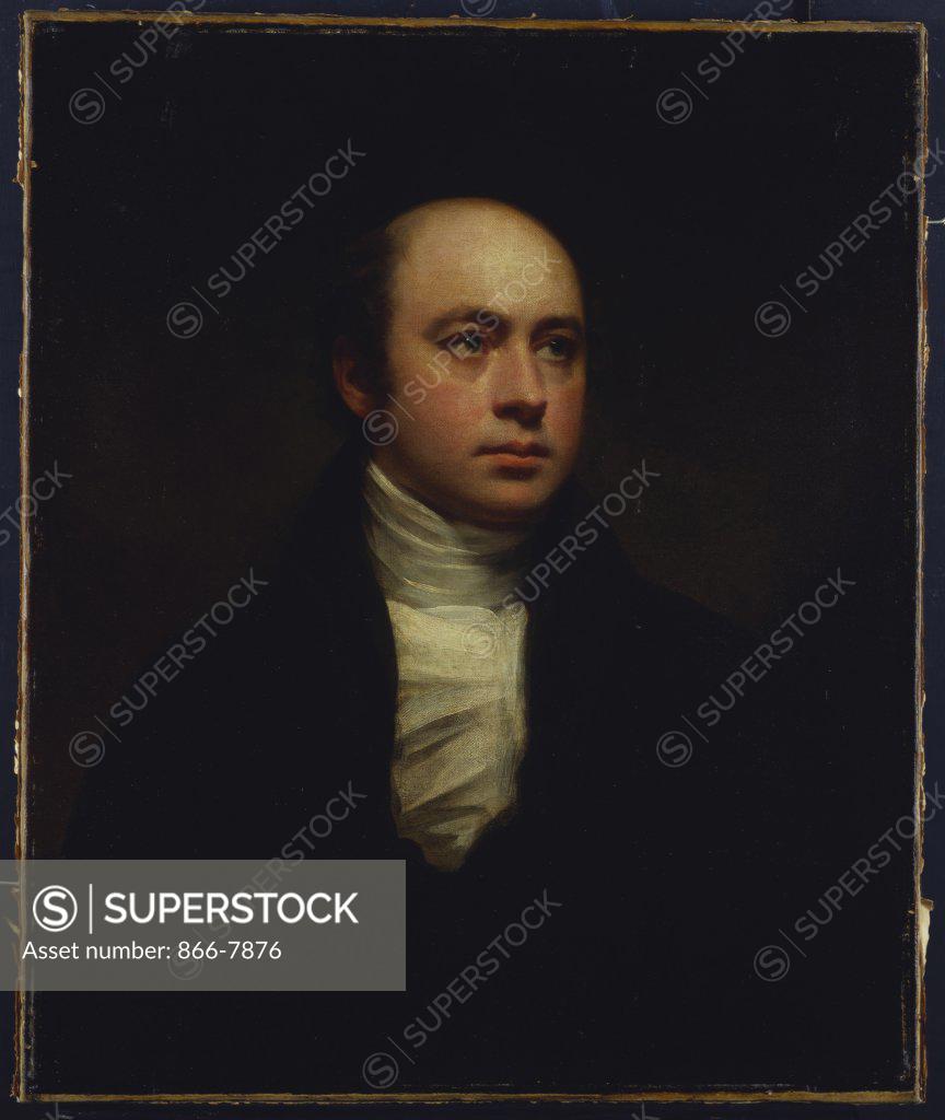 Stock Photo: 866-7876 Portrait of English Sculptor, Sir Francis Chantrey (1781-1841), in a Dark Jacket and White Cravat. Sir Henry Raeburn, R.A. (1756-1823). Oil on canvas, 76.8 x 63.5cm.