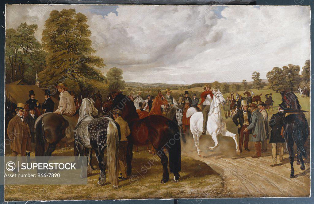 Stock Photo: 866-7890 The Horse Fair, Southborough Common. Ben Herring (c.1861-1871), after a painting by John Frederick Herring Snr. (1795-1865). Oil on canvas, 72.7 x 114.9cm.