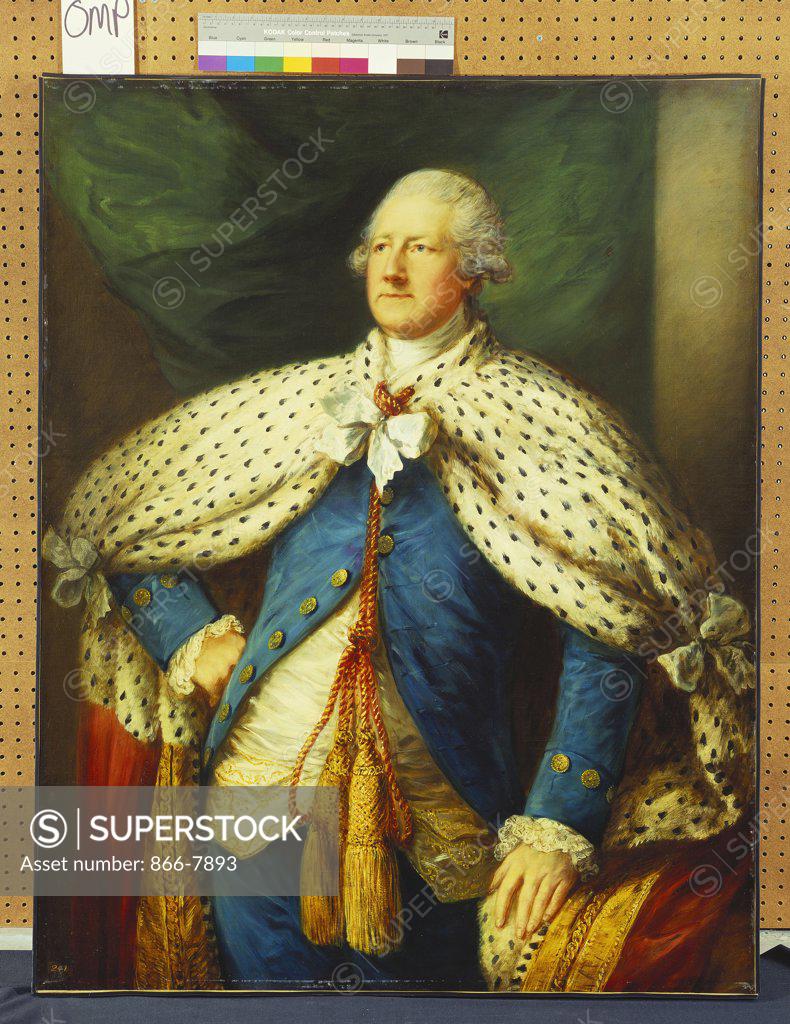 Stock Photo: 866-7893 Portrait of John, 2nd Earl of Buckinghamshire, three-quarter length, in Peer's Robes. Thomas Gainsborough, R.A. (1727-1788). Oil on canvas,  121.9 x 96.5cm.
