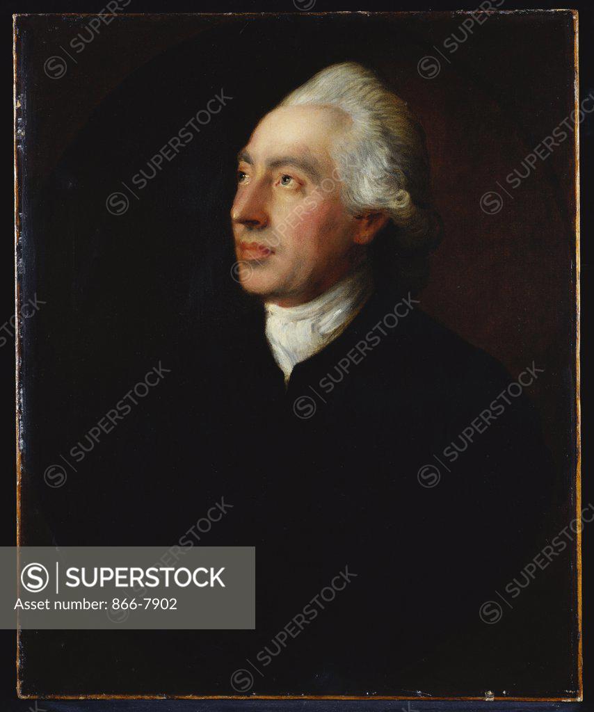 Stock Photo: 866-7902 Portrait of the Rev Humphrey Gainsborough, Brother of the Artist, in a Black Coat and a White Cravat. Thomas Gainsborough R.A., (1727-1788). Oval, oil on canvas, 72.2 x 59.6cm.