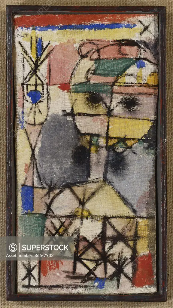 Head; Kopf. Paul Klee (1879-1940). Tempera On Gauze Laid Down By The Artist On Board, 1919.
