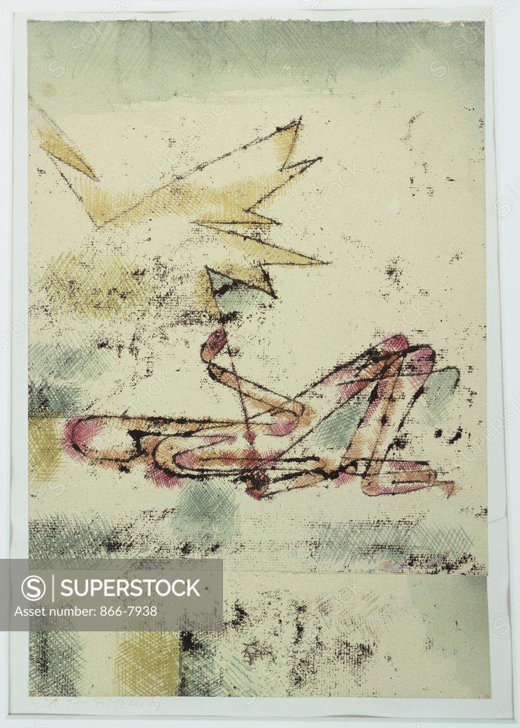 Stock Photo: 866-7938 Struck By Lightening; Blitzschlag. Paul Klee (1879-1940). Watercolour And Black Ink Transfer On Joined Paper Laid Down On Paper By The Artist, 1920.