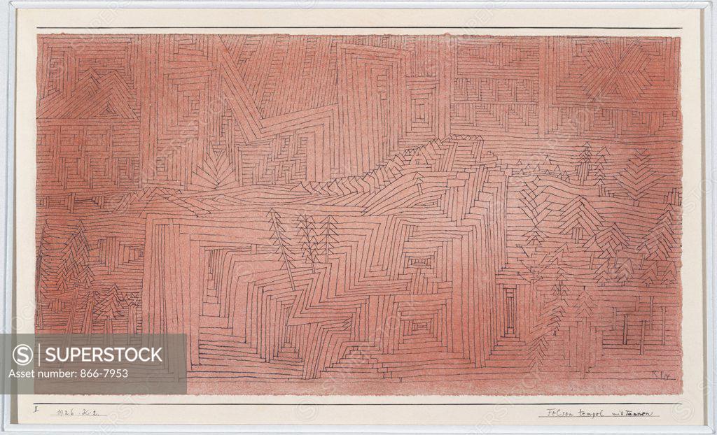 Stock Photo: 866-7953 Cliff Temples With Firs; Felsentempel Mit Tannen. Paul Klee (1879-1940). Waterclolour And Pen And Black Ink On Ingres Paper, 1925.