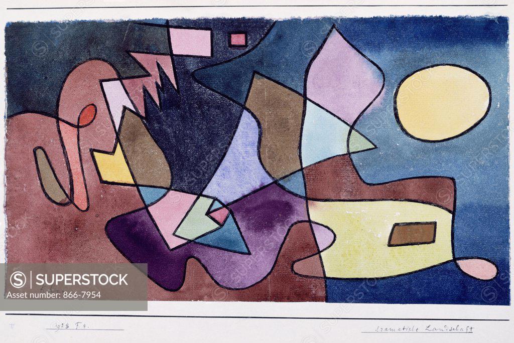 Stock Photo: 866-7954 Dramatic Landscape; Dramatische Landschaft. Paul Klee (1879-1940). Watercolour And Pen And Black Ink On Ingres Paper, 1928.