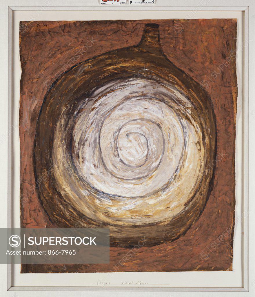 Stock Photo: 866-7965 Rounded Bottle; Kurbis Flasche.  Paul Klee (1879-1940). Gouache On Tan Paper, 1934.