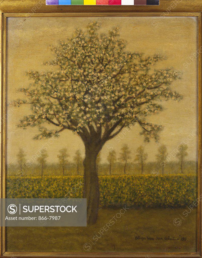 Stock Photo: 866-7987 The Appletree; Le Pommier. Albijn van den Abeele (1835-1918). Dated 1918, oil on panel, 45 x 37cm.