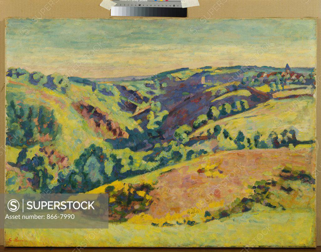 Stock Photo: 866-7990 On the Hills of the Sedelle; Sur les Hauteurs de la Sedelle. Armand Guillaumin (1841-1927).  Oil on Canvas, 60 x 80.8cm. Painted in May 1921.