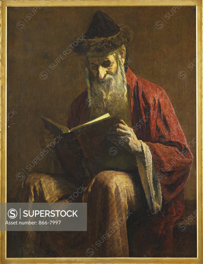 Stock Photo: 866-7997 An Ashkenazi Rabbi of Jerusalem. George Sherwood Hunter (1855-1893).  Oil on canvas.