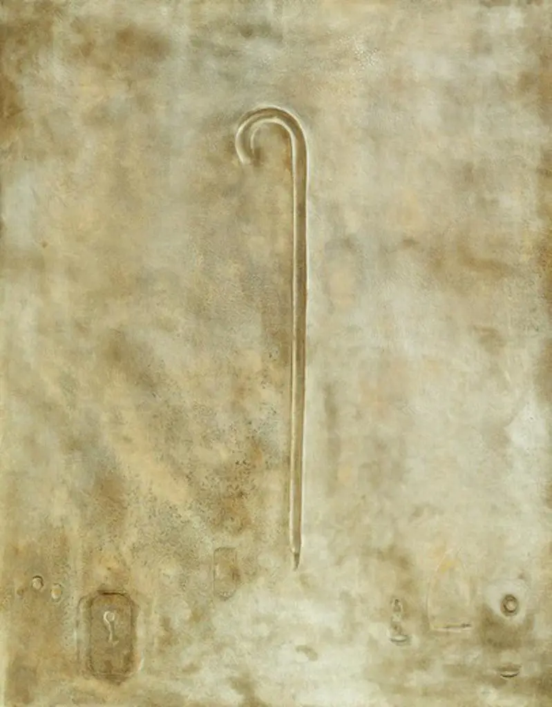 Impression on Ochre. Antoni Tapies (1923-2012). Chalk and composition on board. Dated 1966. 146 x 114cm.