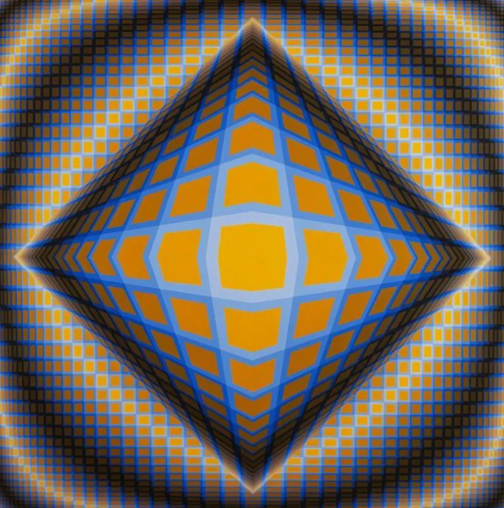 Boreal-F. Victor Vasarely (1908-1997). Acrylic on canvas. Dated 1974-76. 194 x 194cm.
