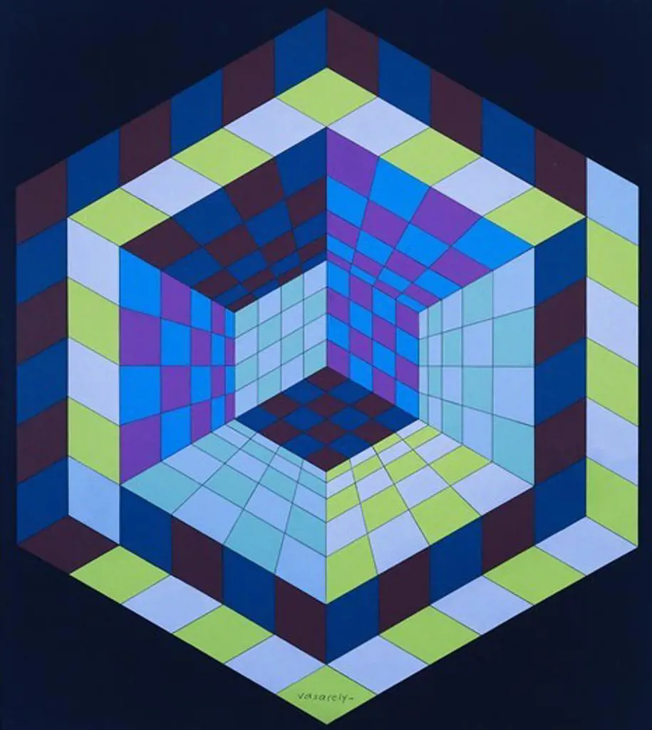 Igmand. Victor Vasarely (1908-1997). Acrylic on board. Dated 1981. 55.3 x 49.5cm.