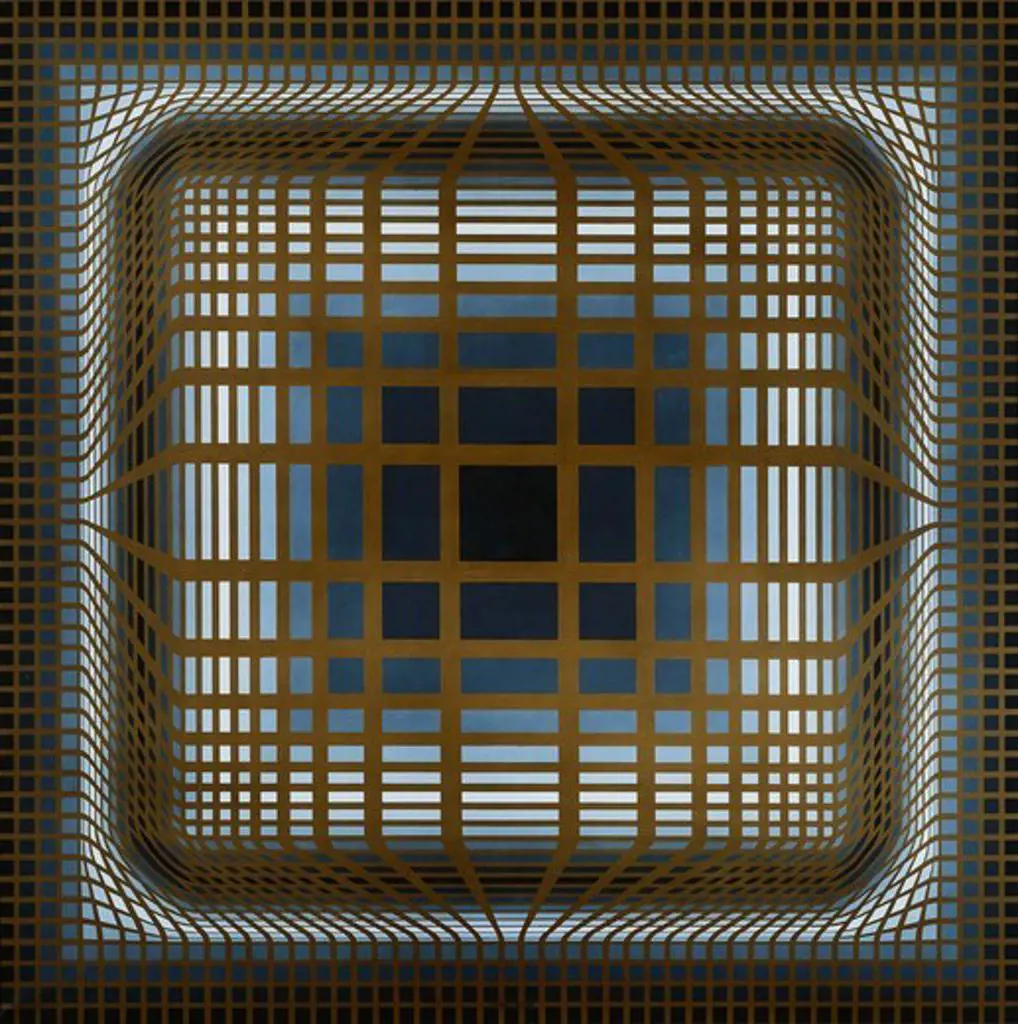 Akos. Victor Vasarely (1908-1997). Oil on canvas. Dated 1974. 201 x 200.7cm.