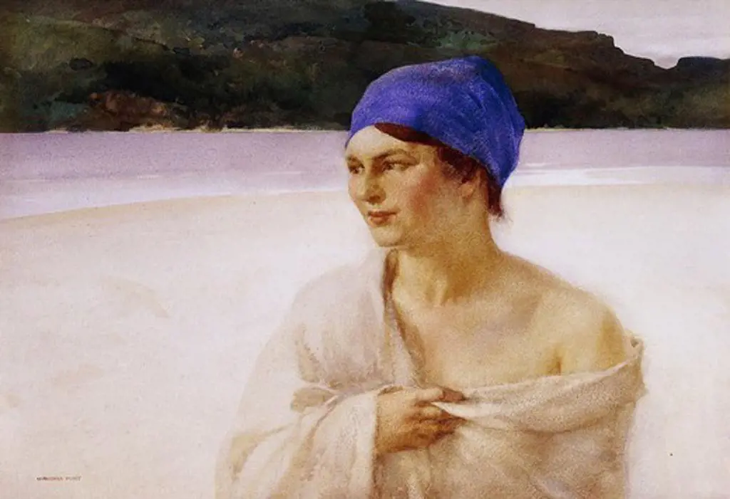 A Lady of the Loch Side. Sir William Russell Flint (1880-1969). Watercolour. 14 1/2 x 20 1/4in