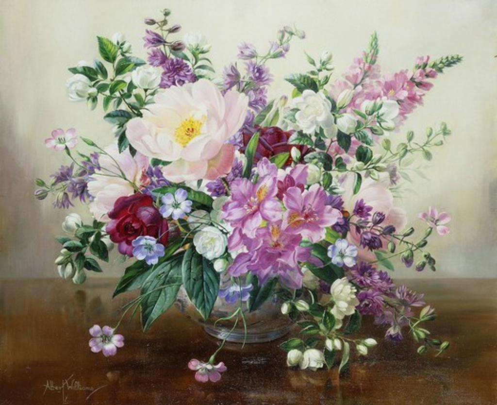 Flowers in a Glass Vase. Albert Williams (1922-2010). Oil on canvas. 19 1/2 x 24in