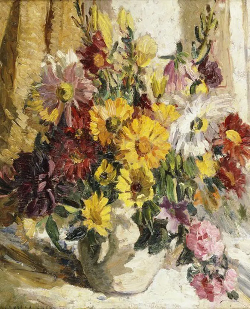 Flowers in a Vase. Dorothea Sharp (1874-1955). Oil on board. 19 1/4 x 16in