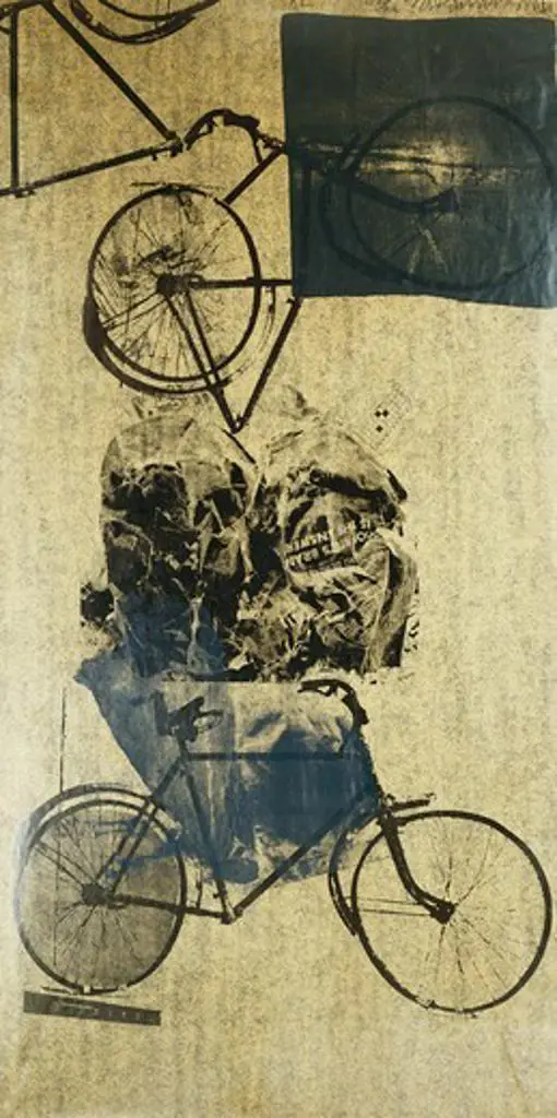 Kitty Hawks (Sparks 51). Robert Rauschenberg (1925-2008). Lithograph in colours on brown kraft wrapping paper. Executed in 1974. 200 x 101.6cm.