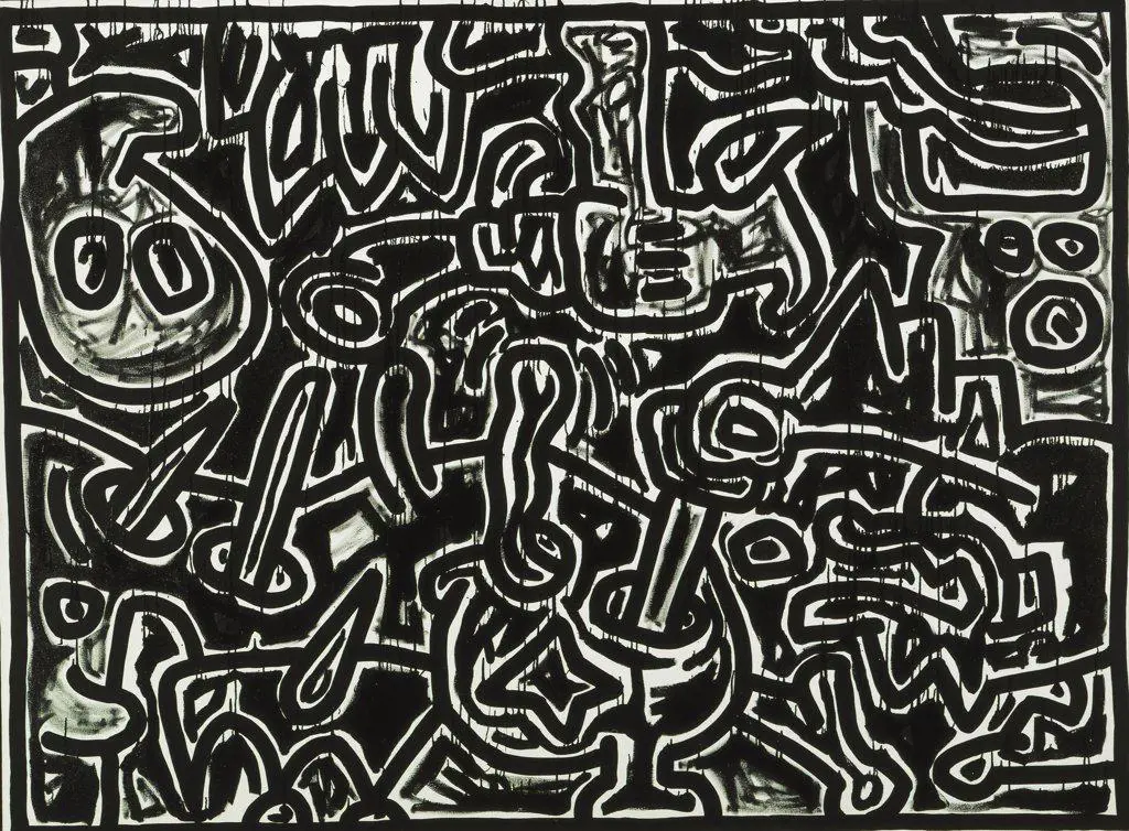 The Assassination. Keith Haring (1958-1990). Acrylic and enamel on canvas. Executed 1988. 183.4 x 244.6cm.