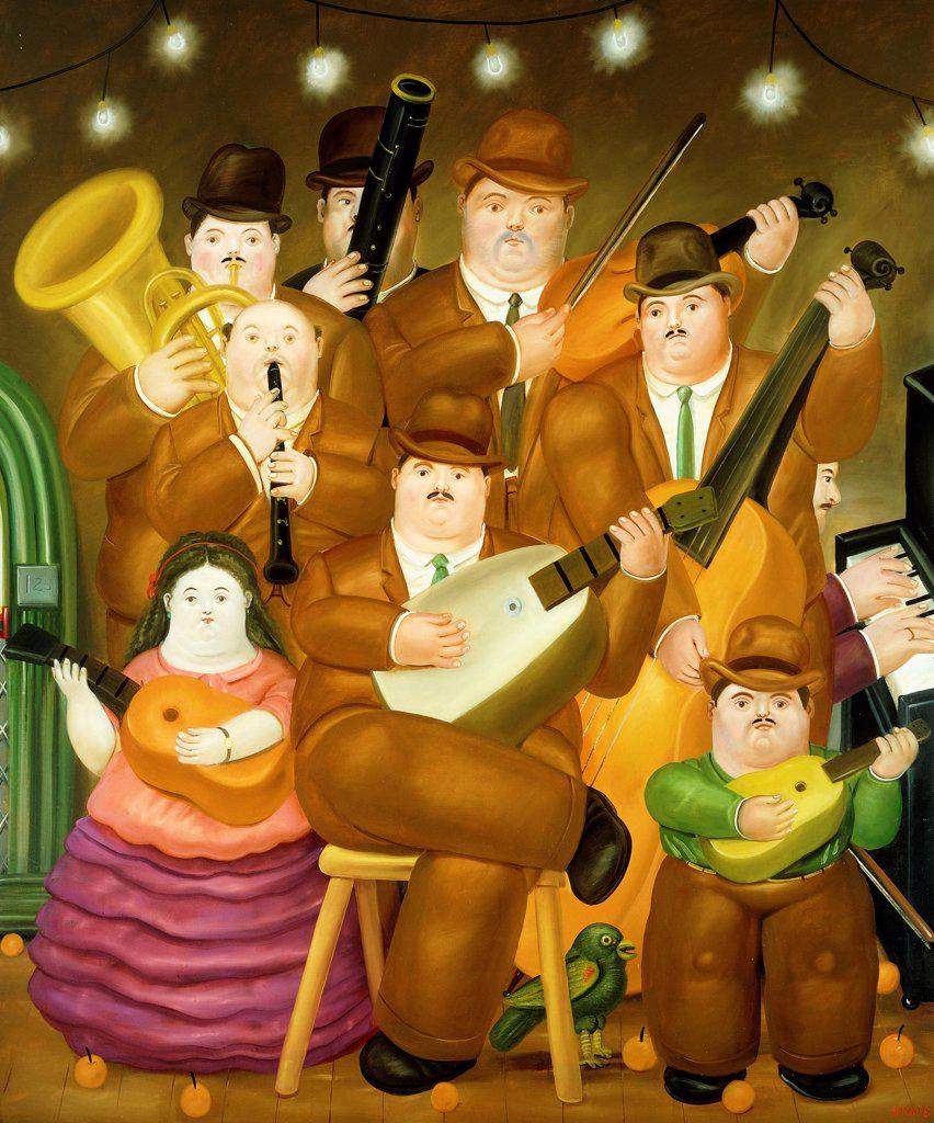The Musicians; Los Musicos. Fernando Botero (b.1932). Oil on canvas. Painted in 1979. 217.5 x 190cm.