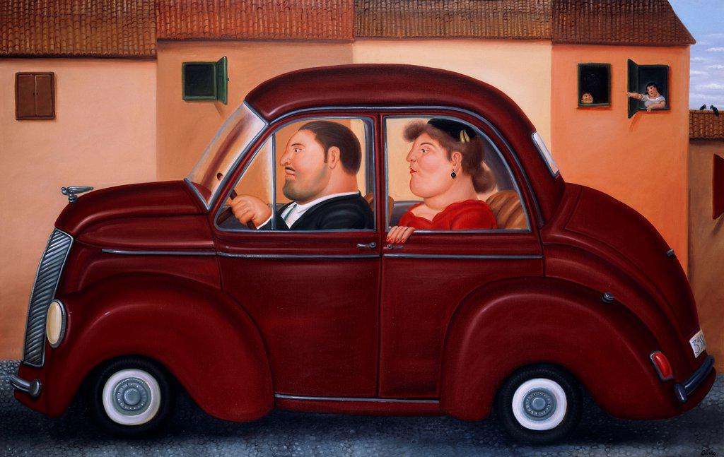 The Rich. Fernando Botero (B.1932). Oil on canvas. Painted in 1986. 127 x 198cm.