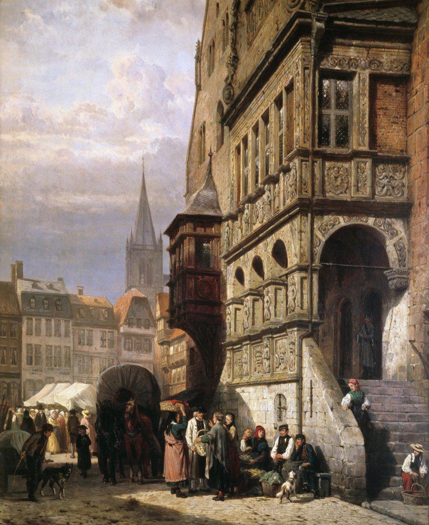 L'Hotel de Ville, and Market Place, Halberstadt Cornelis Springer (1817-1891 Dutch) Christie's, London 