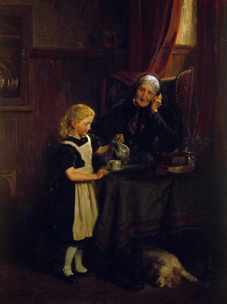 Tea for Granny, by Felix Schlesinger, oil on canvas, (1833-1910), England, London, Christie's Images