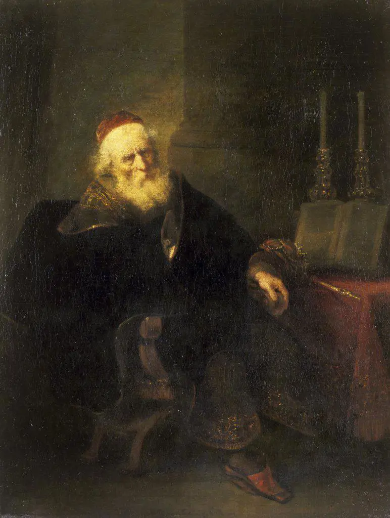 Old Rabbi Seated by an Altar Salomon Koninck (1609-1656 Dutch) Oil on Canvas Christie's Images, London