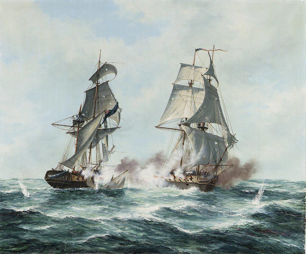 The Engagement Between The Boxer And The Enterprise, 5th Sept. 1813 John Bentham Dinsdale (fl.1884-1889 British) Oil on canvas