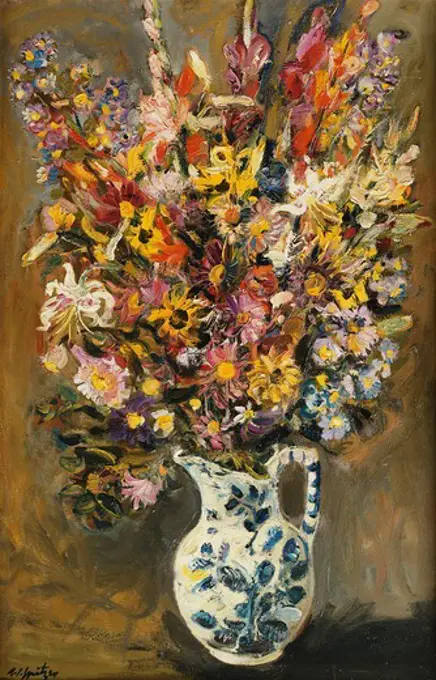 Bouquet of Flowers; Bouquet de Fleurs. Walter Spitzer (b. 1927). Oil on canvas. Signed and dated 1963. 99.7 x 64.7cm.