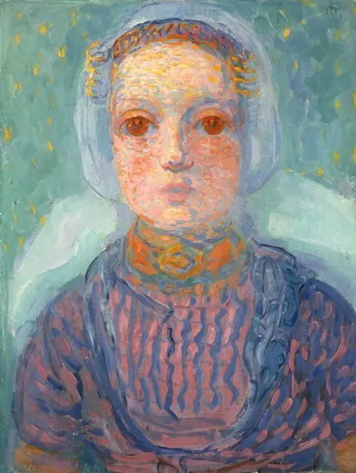 Zeeland Little Girl; Zeeuws Meisje. Piet Mondrian (1872-1944). Oil on canvas. Painted in 1909-1910. 53.2 x 47.9cm