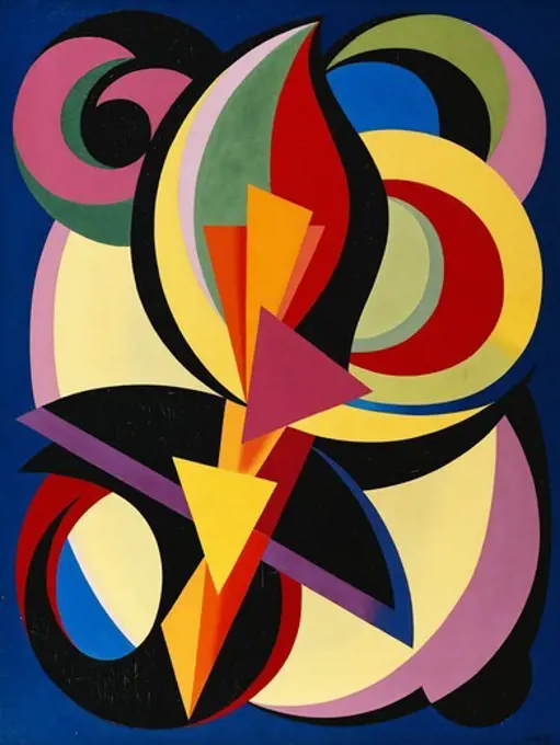 Composition (Volutes). Auguste Herbin (1882-1960). Oil on canvas. Painted in 1939. 103 x 96.5cm.