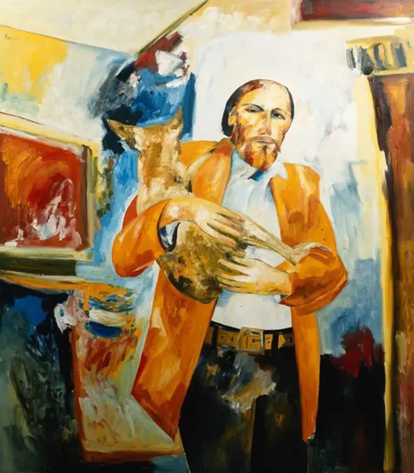 Antipodean Self-Portrait. John Bellany (b.1942). Oil on canvas. Painted in January 1985. 167.5 x 147cm