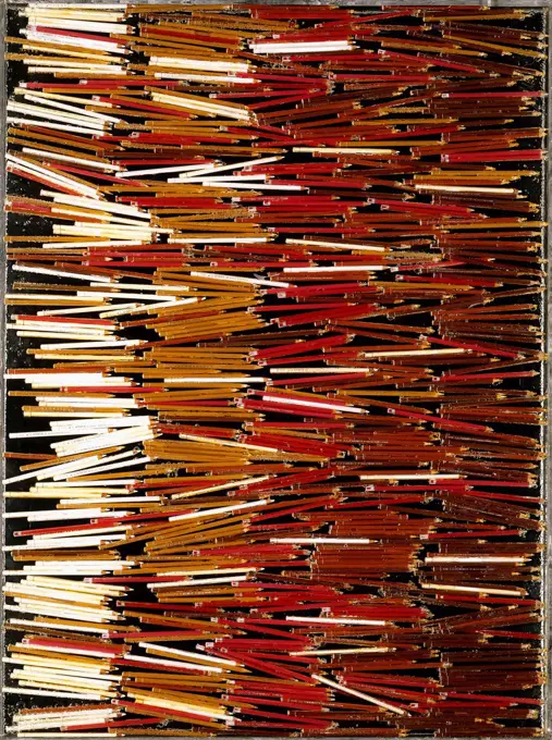 Accumulation. Arman (Armand Fernandez) (1928-2005). Accumulation of coloured pencils in plexiglas. Executed in 1981. 91.5 x 122cm.