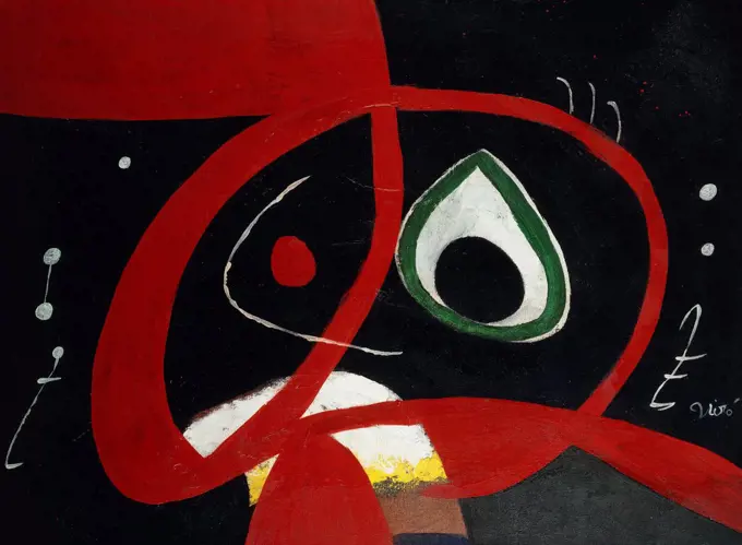 Head; Tete. Joan Miro (1893-1983). Oil on canvas. Painted in 1976. 54.3 x 73cm.
