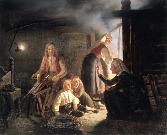 The Storyteller 1844 Adolph Tidemand (1814-1876 Norwegian) Painting Christie's Images, London, England