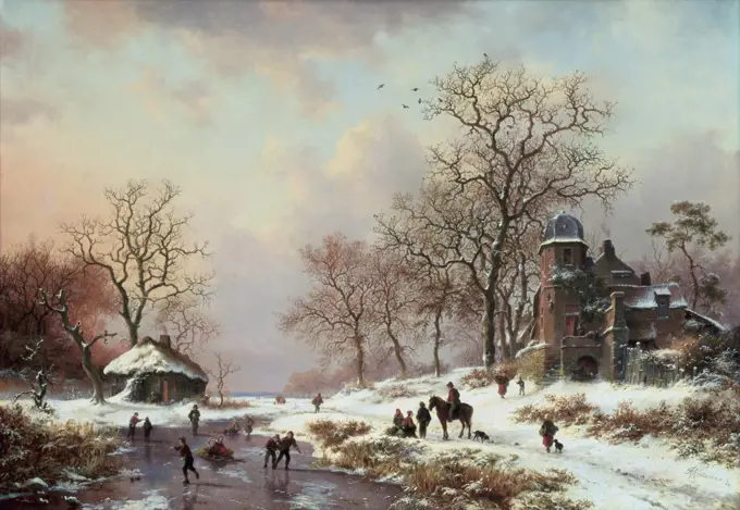 Wooded Winter Landscape Frederik Marianus Kruseman (1817-1860 Dutch) Oil On Canvas Christie's Images, London, England