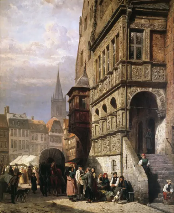 L'Hotel de Ville, and Market Place, Halberstadt Cornelis Springer (1817-1891 Dutch) Christie's, London 
