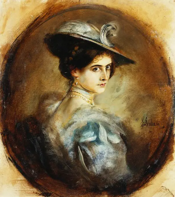 Portrait of a Lady, Head and Shoulders (recto). Franz Seraph von Lenbach (1836-1904). Oil on card. 77.1 x 69.9cm.