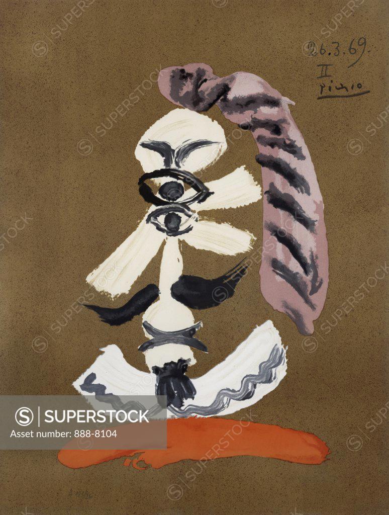 Stock Photo: 888-8104 Imaginary Portrait No. 25 by Pablo Picasso, lithograph, 1969, 1881-1973, USA, Florida, Jacksonville, Collection of The Museum of Contemporary Art