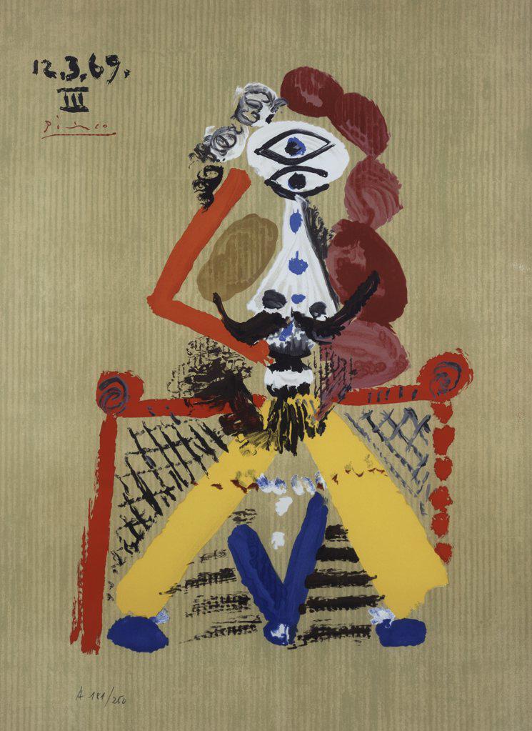 Imaginary Portrait No. 4 by Pablo Picasso, lithograph, 1969, 1881-1973, USA, Florida, Jacksonville, Collection of The Museum of Contemporary Art