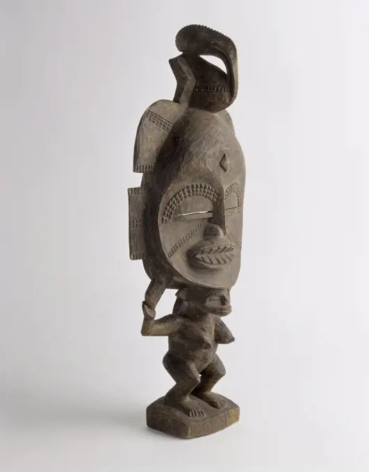 Standing Female Ancestor Figure with Kpelie Mask African Art Senufu Culture Collection of The Museum of Contemporary Art, Jacksonville, Florida 