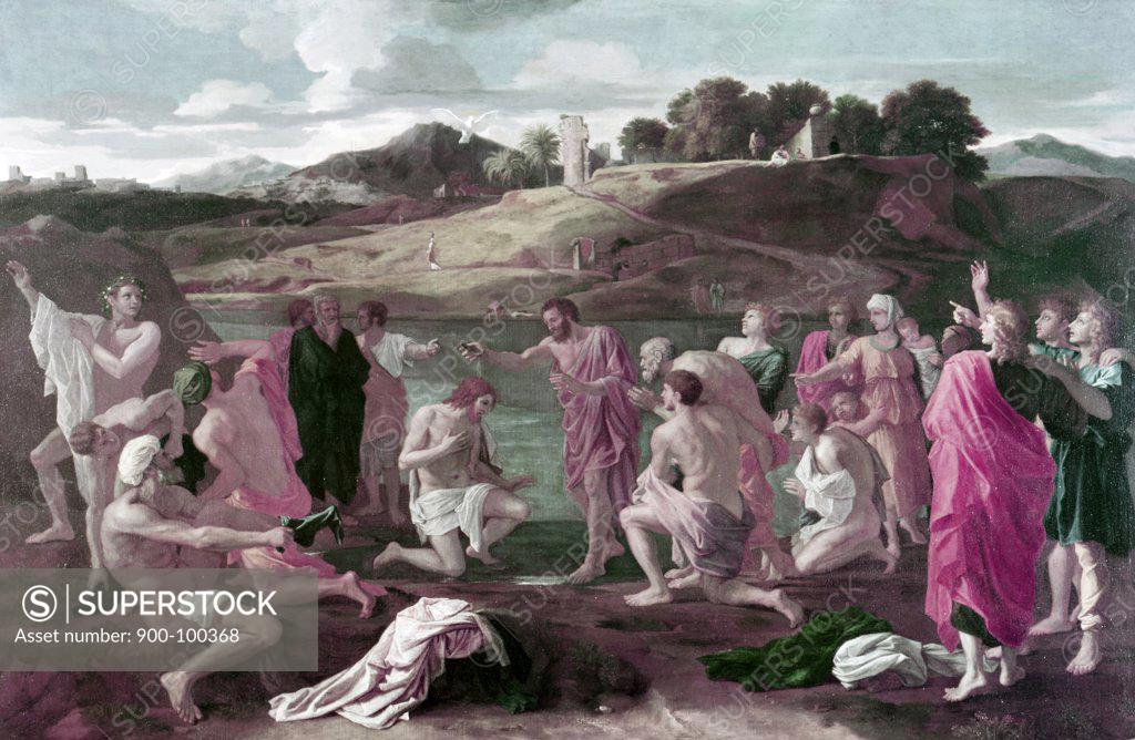 Stock Photo: 900-100368 Baptism of Christ by Nicolas Poussin, 1641-42, 1594-1665, USA, Washington D.C., National Art Gallery