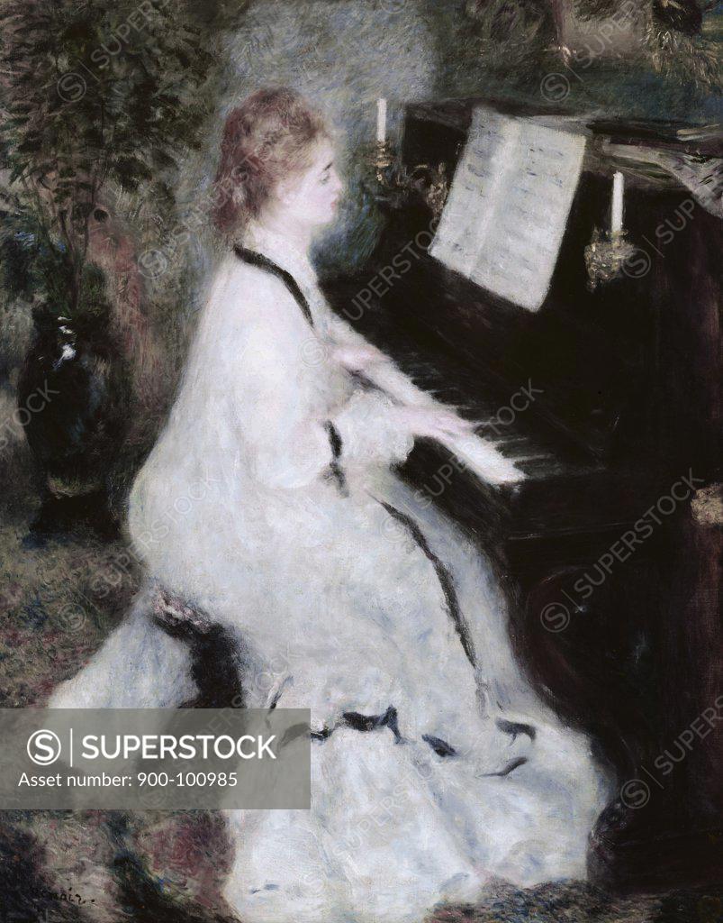 Stock Photo: 900-100985 At the Piano Pierre Auguste Renoir (1841-1919 French) Oil on canvas Art Institute of Chicago, Illinois, USA 