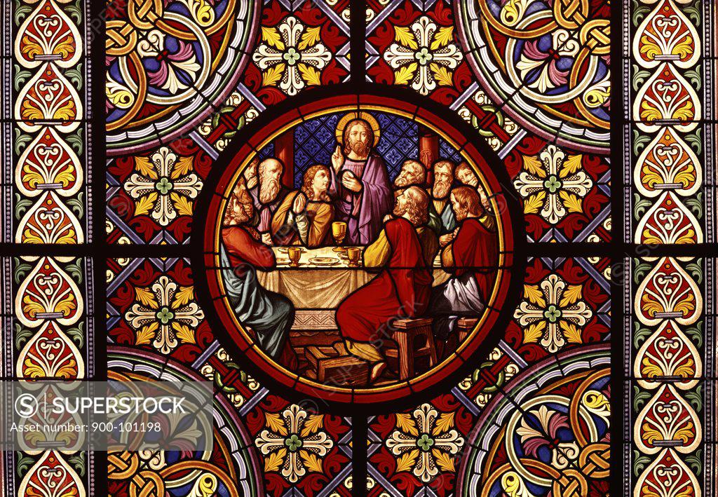 Stock Photo: 900-101198 The Last Supper  Stained Glass 