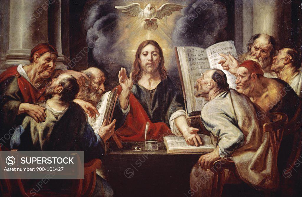 Stock Photo: 900-101427 Christ Disputing with the Pharisees  Jacob Jordaens (1593-1678/ Belgian) 
