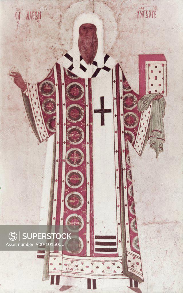 Stock Photo: 900-101500U The Metropolitan Aleksei 15th Century Dionisius (15th C. Russian) Icon